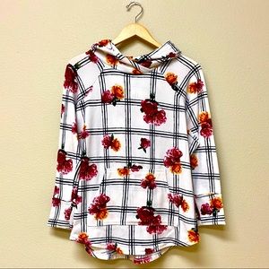 LuLaRoe Amber Hoodie Plaid Floral Medium